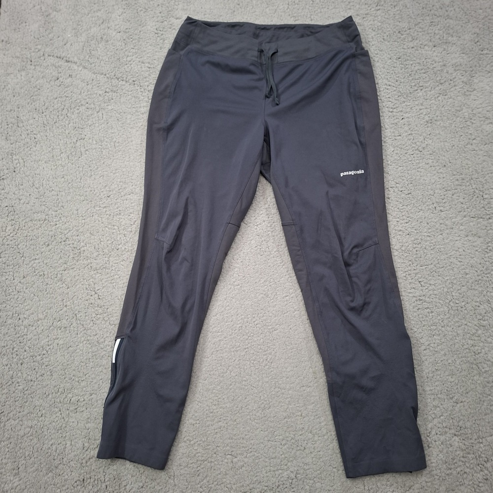 Patagonia Wind Shield Pants Women's Lg 32x28 Gray Softshell Running Reflective